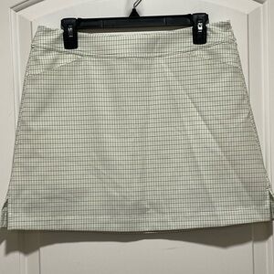 Links Edition Women's Size 8 White Golf Skort Navy Limon Plaid Pattern Side Zip